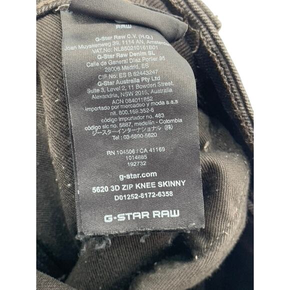 G-STAR RAW Men's Black Solid 5620 3D Zip-Knee Skinny Denim Jeans SZ 33x32 - Picture 11 of 12